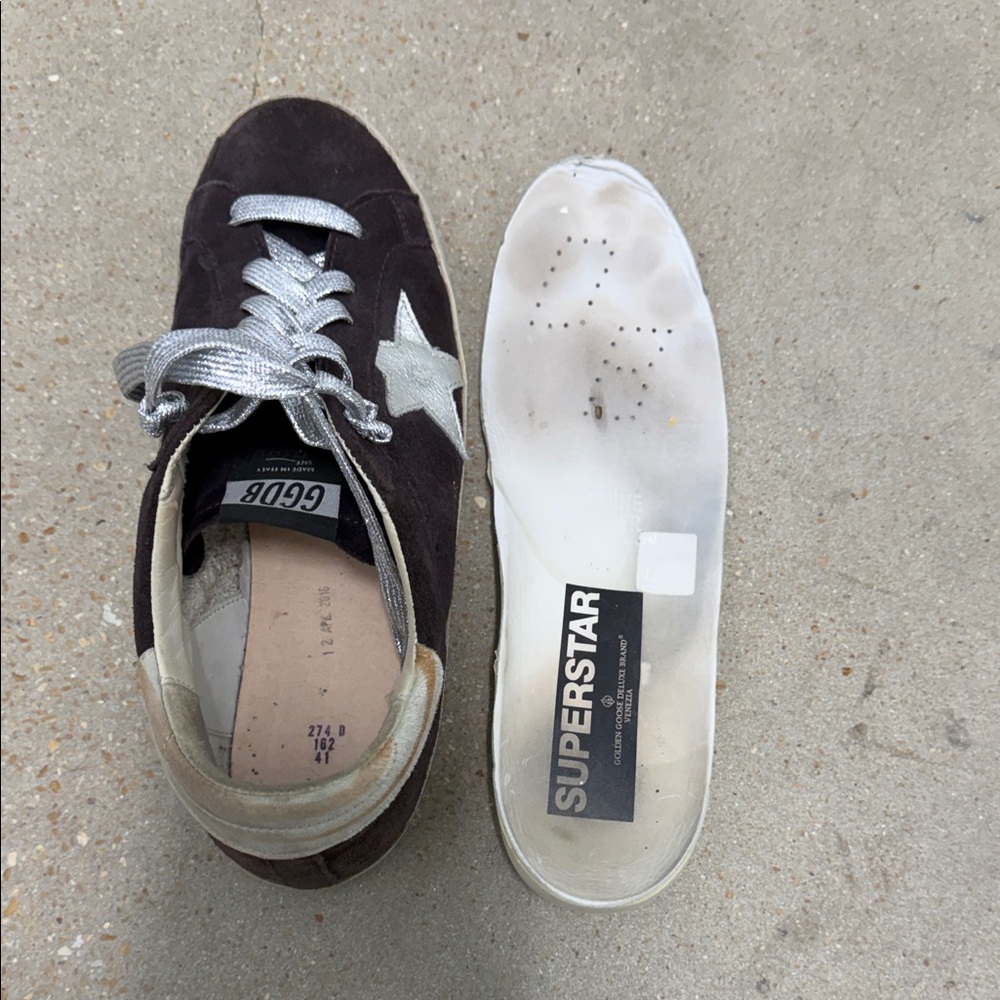 Golden Goose Women’s Dark Purple Sneakers with Silver Accents - Picture 7 of 7
